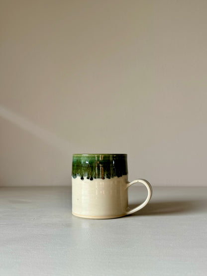 Mug - Clear glaze & Green Rim.