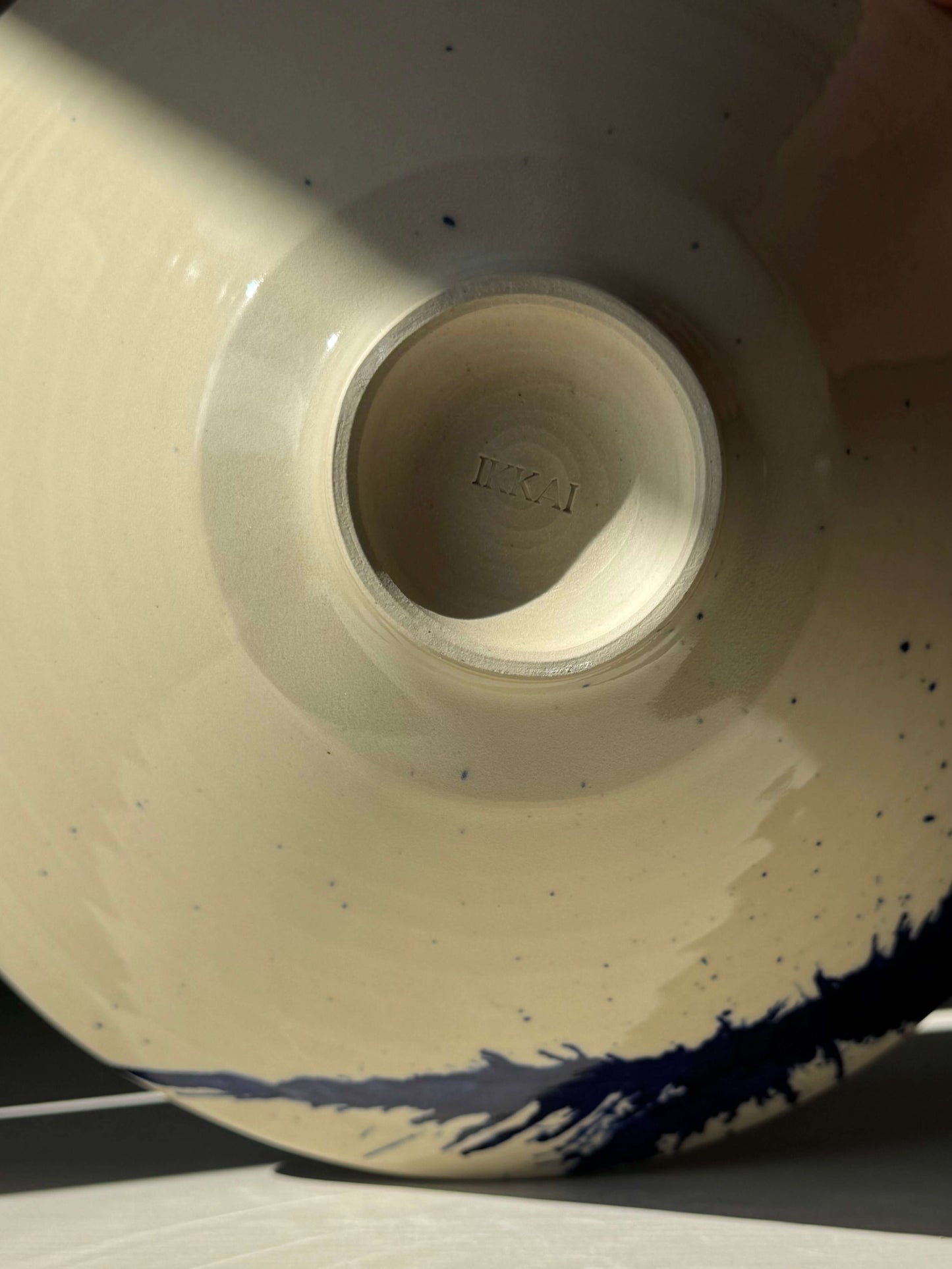 Medium Bowl - Gosu Series #01 with handmade ceramic design featuring cobalt splashes and a natural form.