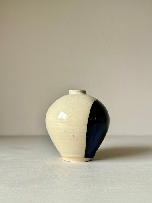 Medium Vase - Clear glaze & Cobalt Blue