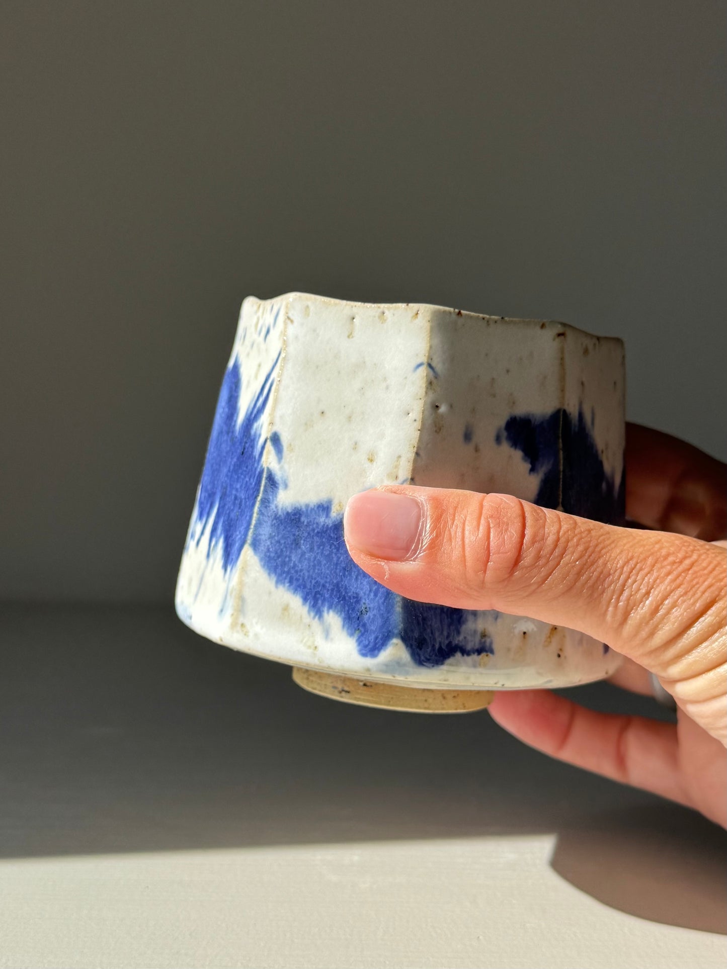Faceted Cup – Cobalt Blue & Glossy White #04