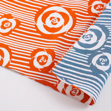 Small Furoshiki - 48 Isa monyo Reversible | Camellia Orange/Blue