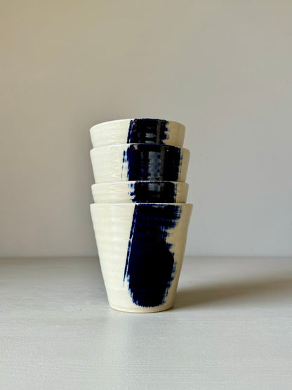 IKKAI Ceramics Coffee cups - Clear glaze & Cobalt Blue