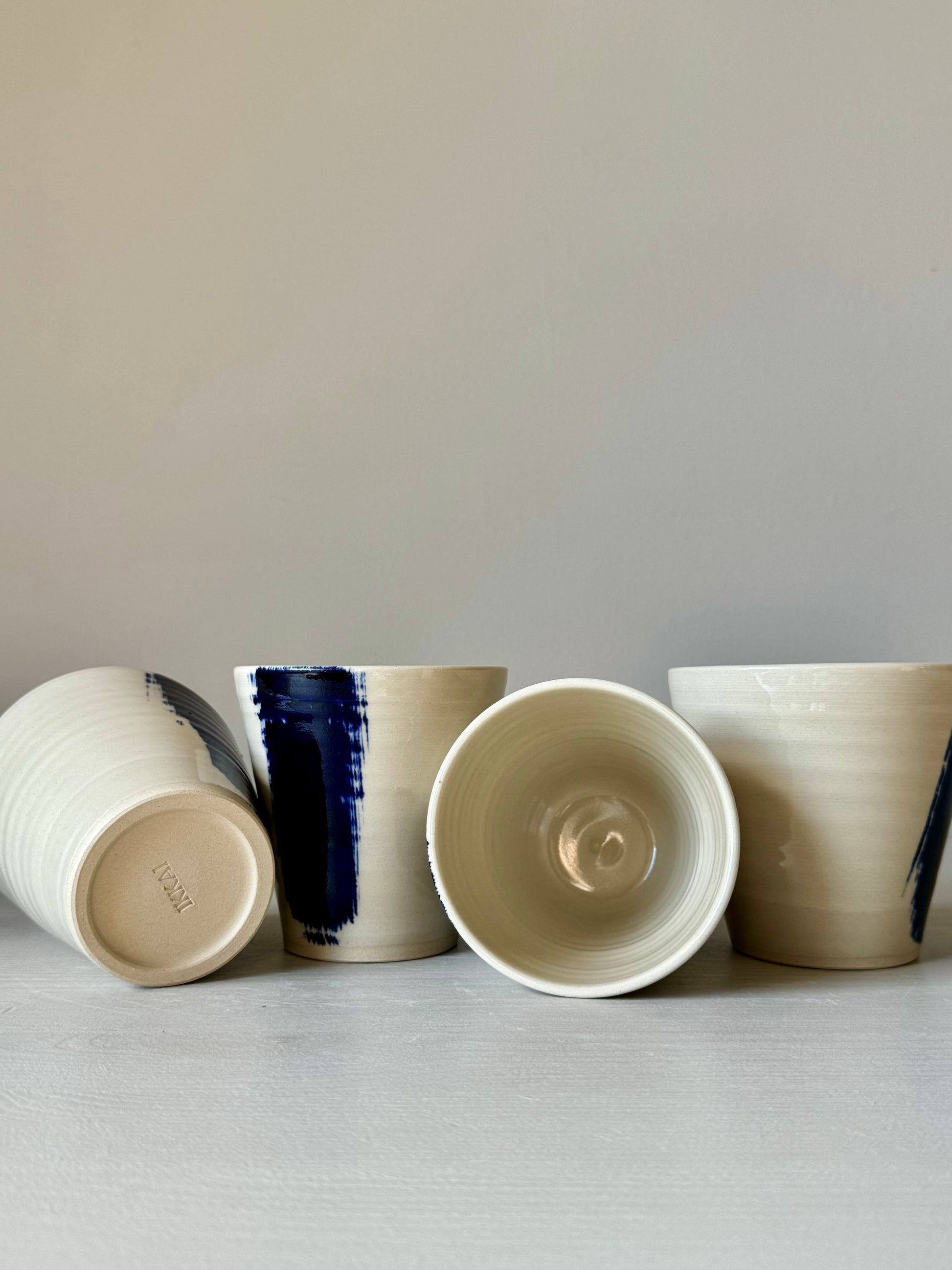 Coffee cups - Clear glaze & Cobalt Blue