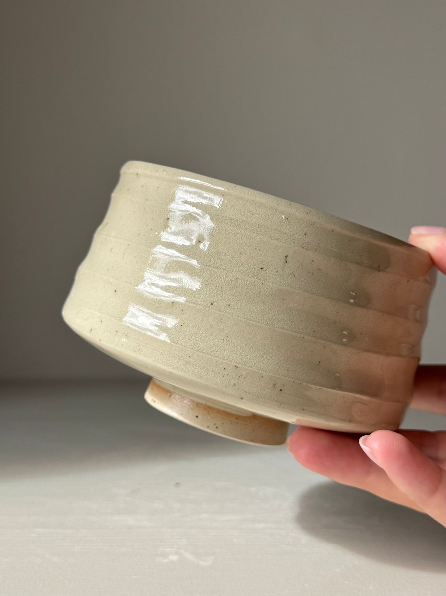 Textured Matcha Bowl - Clear Glaze #01