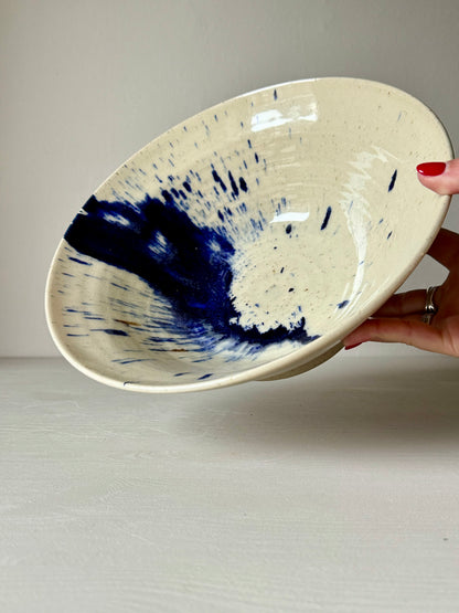 Large Bowl - Clear glaze & Cobalt Blue