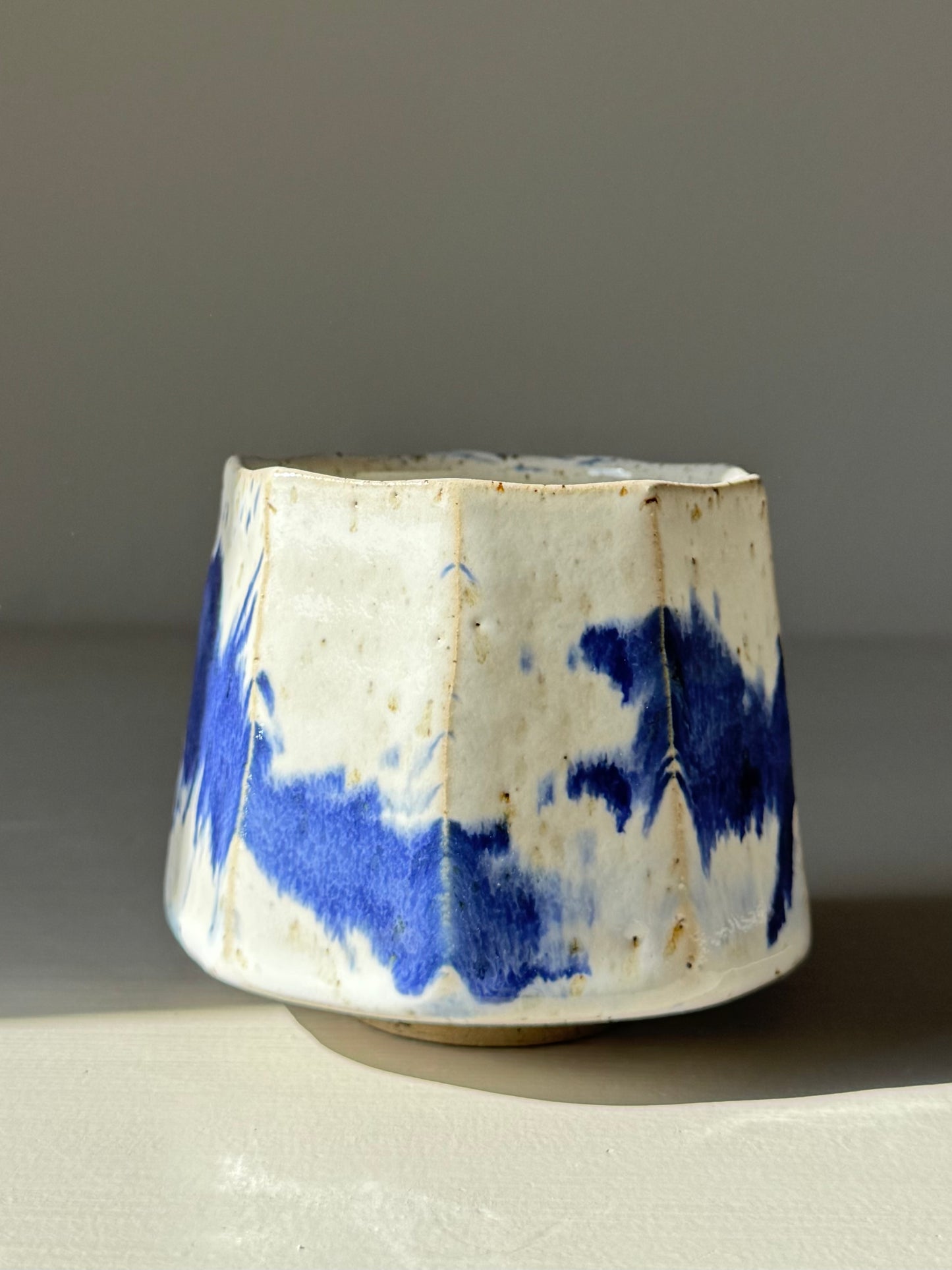 Faceted Cup – Cobalt Blue & Glossy White #04