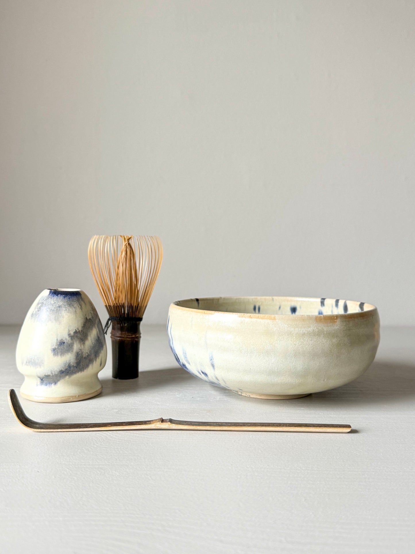 Matcha bowl - Moonstone & Cobalt Blue