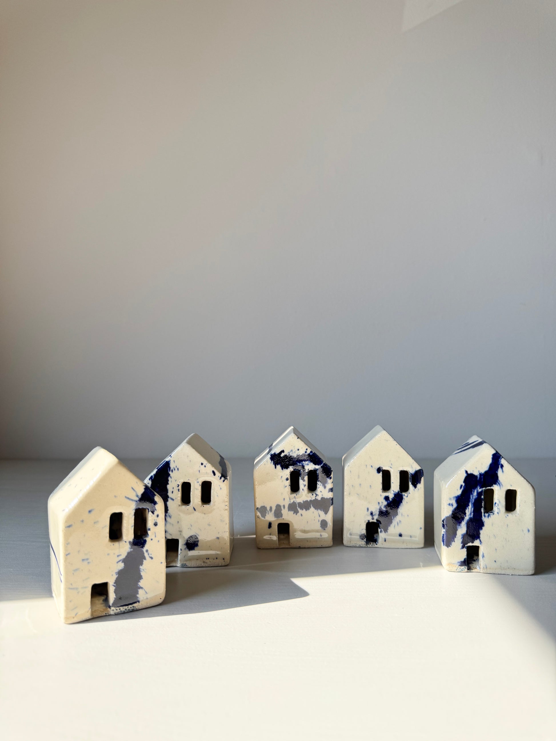 Small handmade Ceramic Houses in Various Colours by IKKAI Ceramics