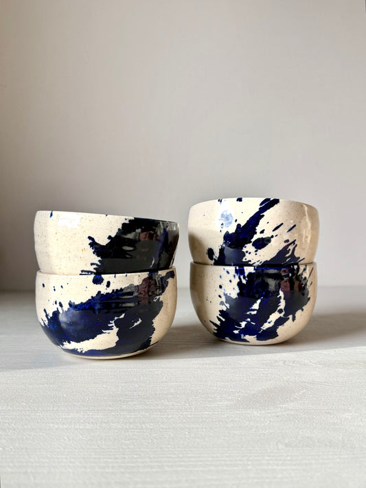 Small Bowls - Clear Glaze & Cobalt Blue