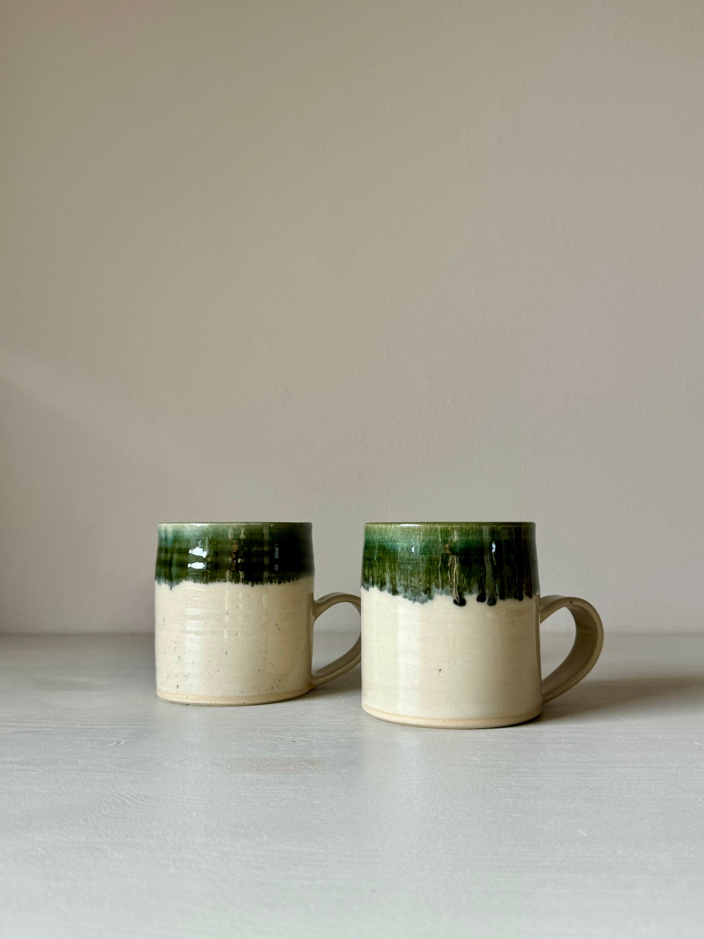 Mug - Clear glaze & Green Rim