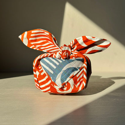 Small Furoshiki - Camellia Orange & Blue