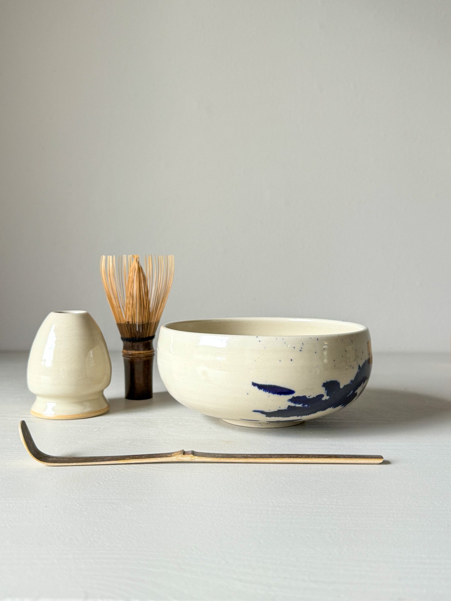 Matcha bowl - Clear glaze & Cobalt blue