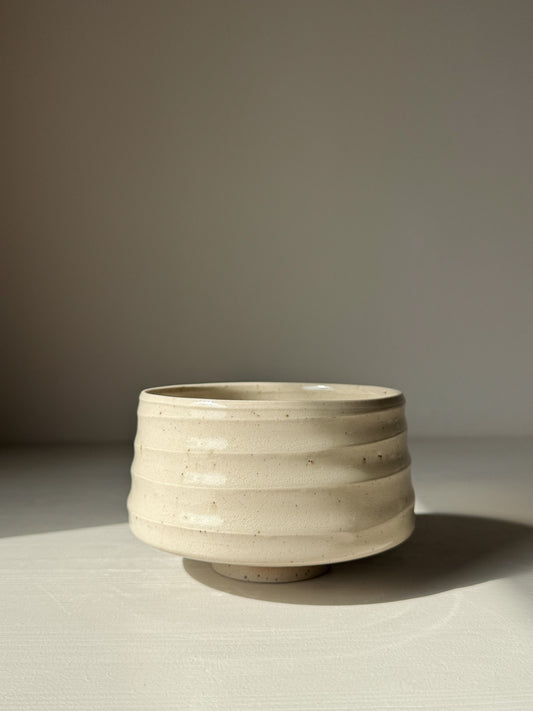 Textured Matcha Bowl - Clear Glaze #01