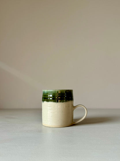 Mug - Clear glaze & Green Rim.