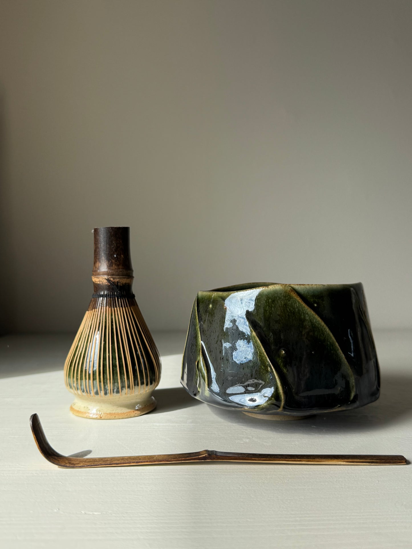 Textured Matcha Bowl - Hinoki Series #11