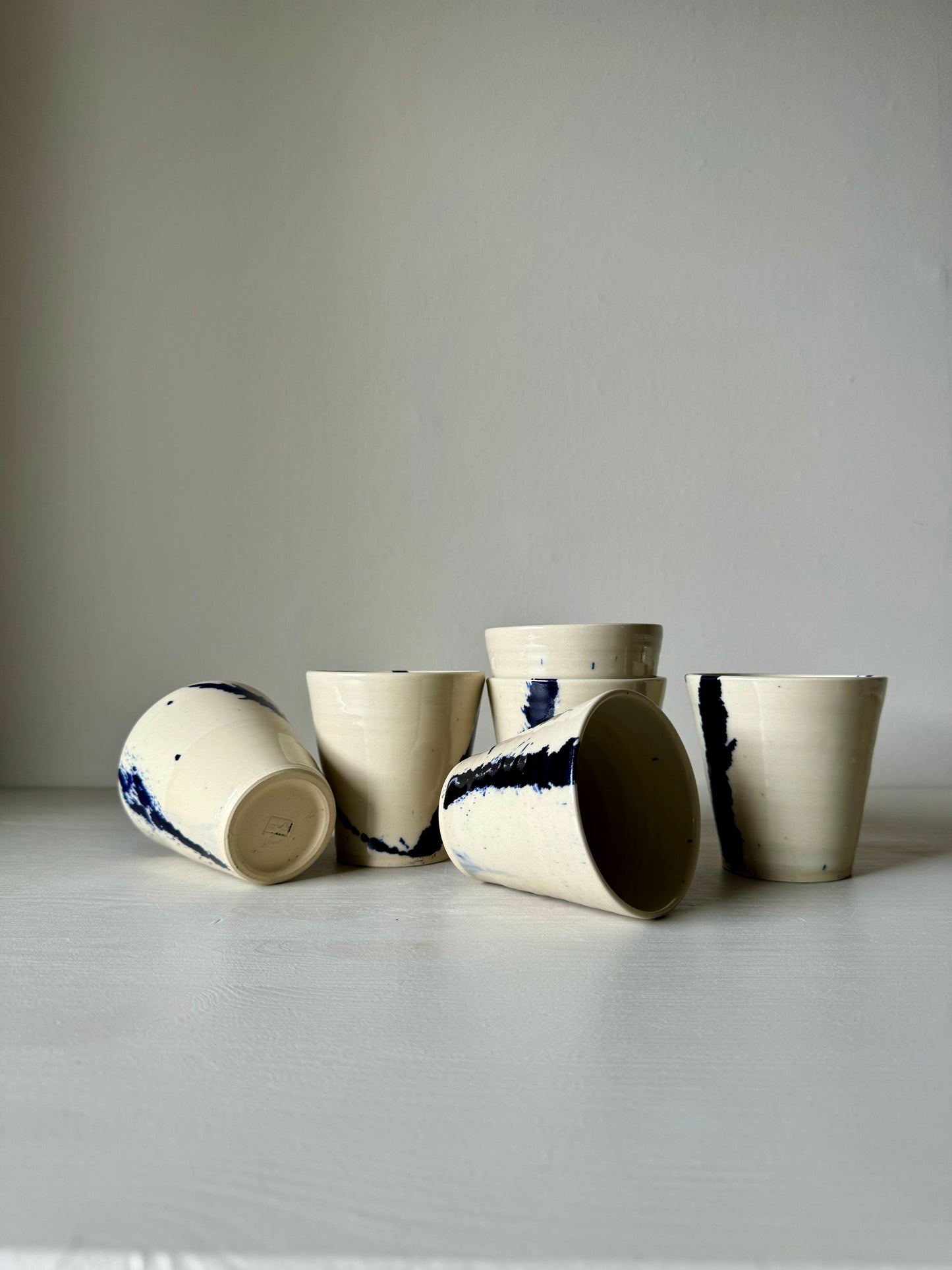 IKKAI Ceramics Coffee cups - Clear glaze & Cobalt Blue