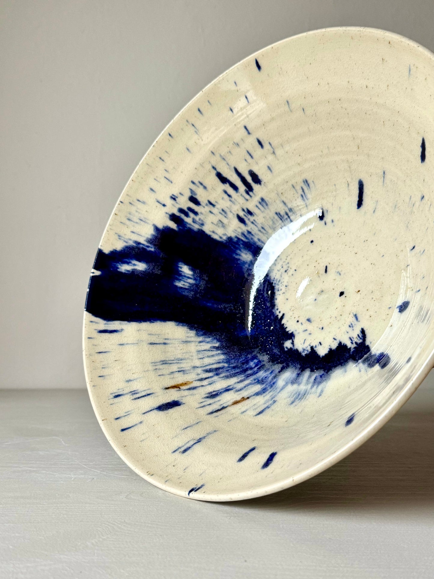 Large Bowl - Clear glaze & Cobalt Blue