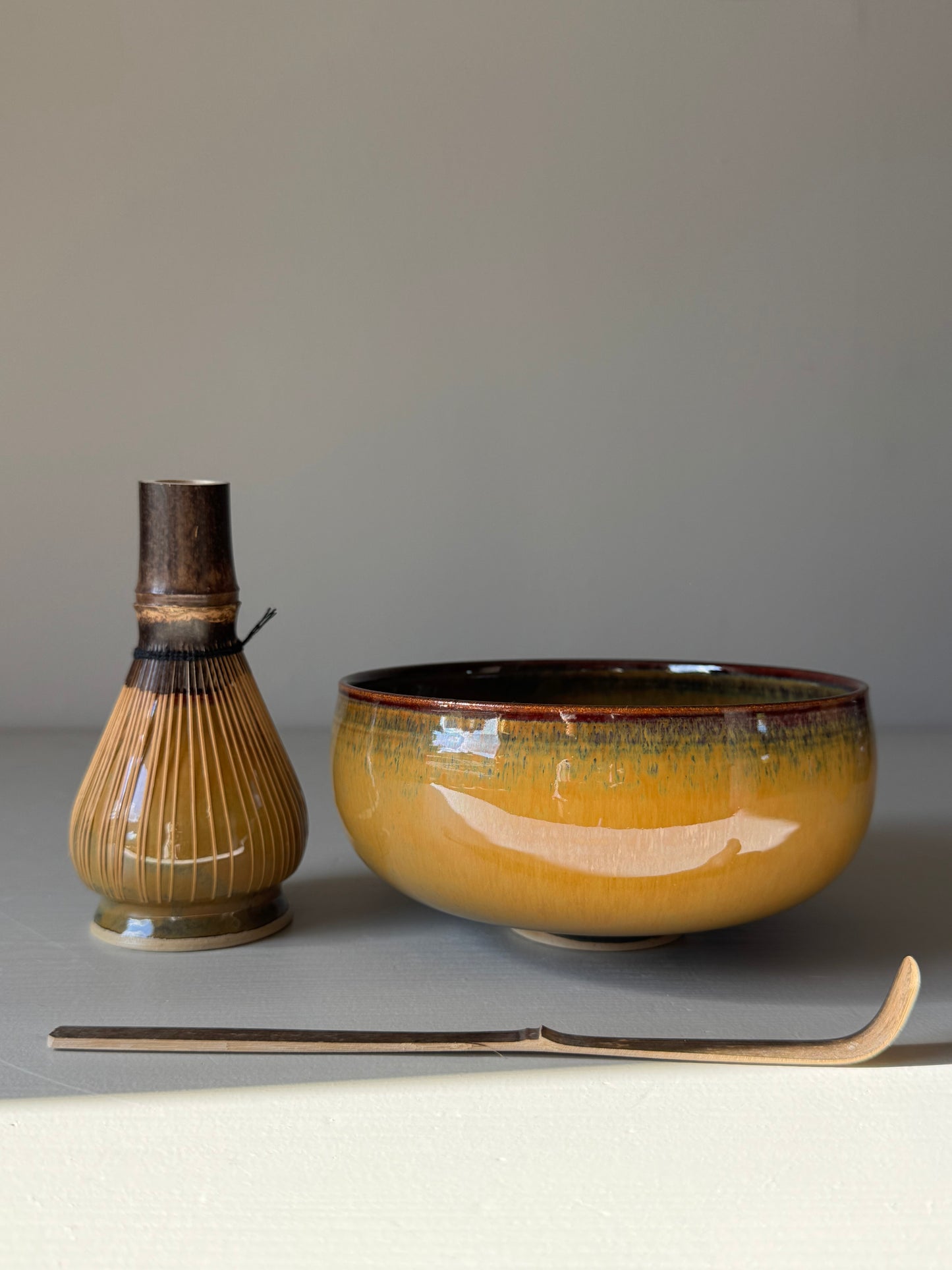 Wide Matcha Bowl – Tenmoku Glaze