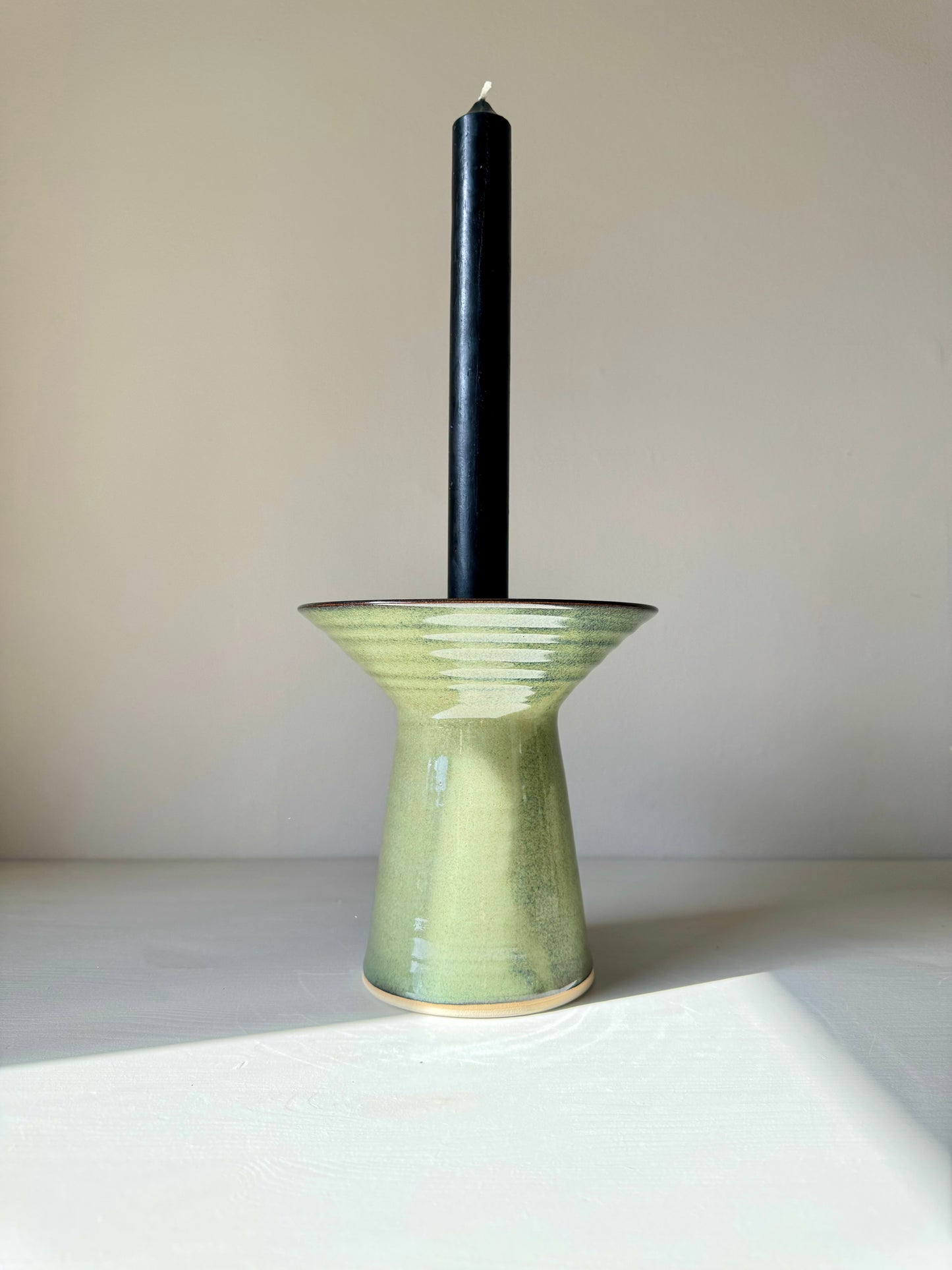 IKKAY Ceramics Candlestick Holder - Large - Glossy Green