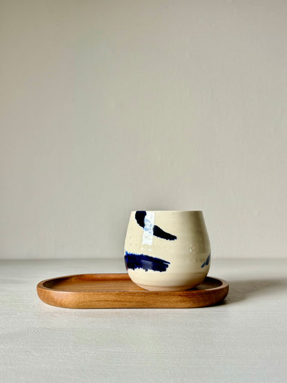 Handmade Coffee cups - Clear glaze & Cobalt Blue