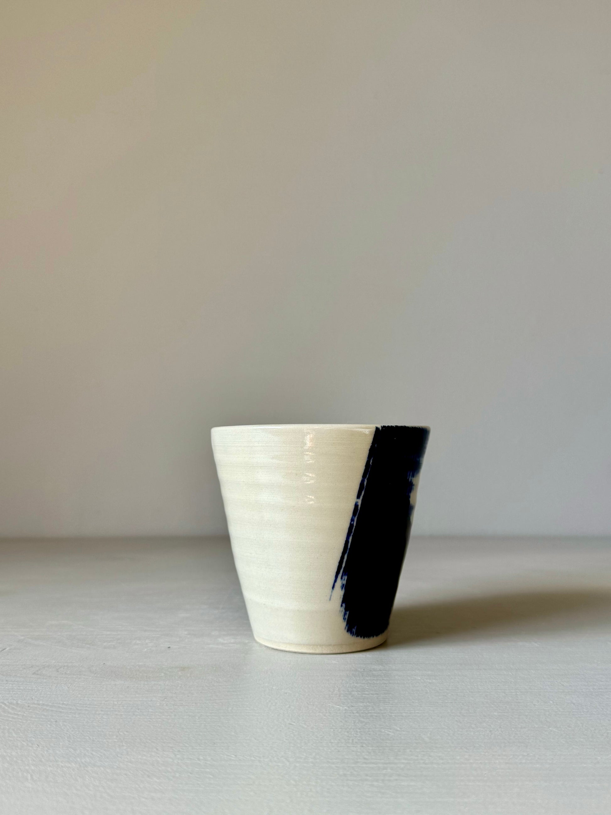 HANDMADE Coffee cup - Clear glaze & Cobalt Blue