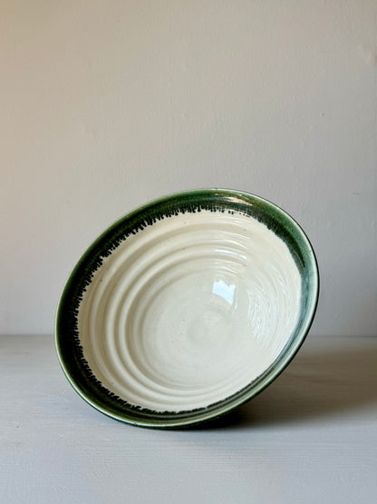 Medium matcha Bowl - Clear glaze & Green Rim