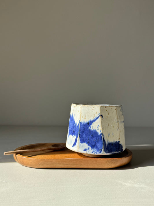 Faceted Cup – Cobalt Blue & Glossy White #04