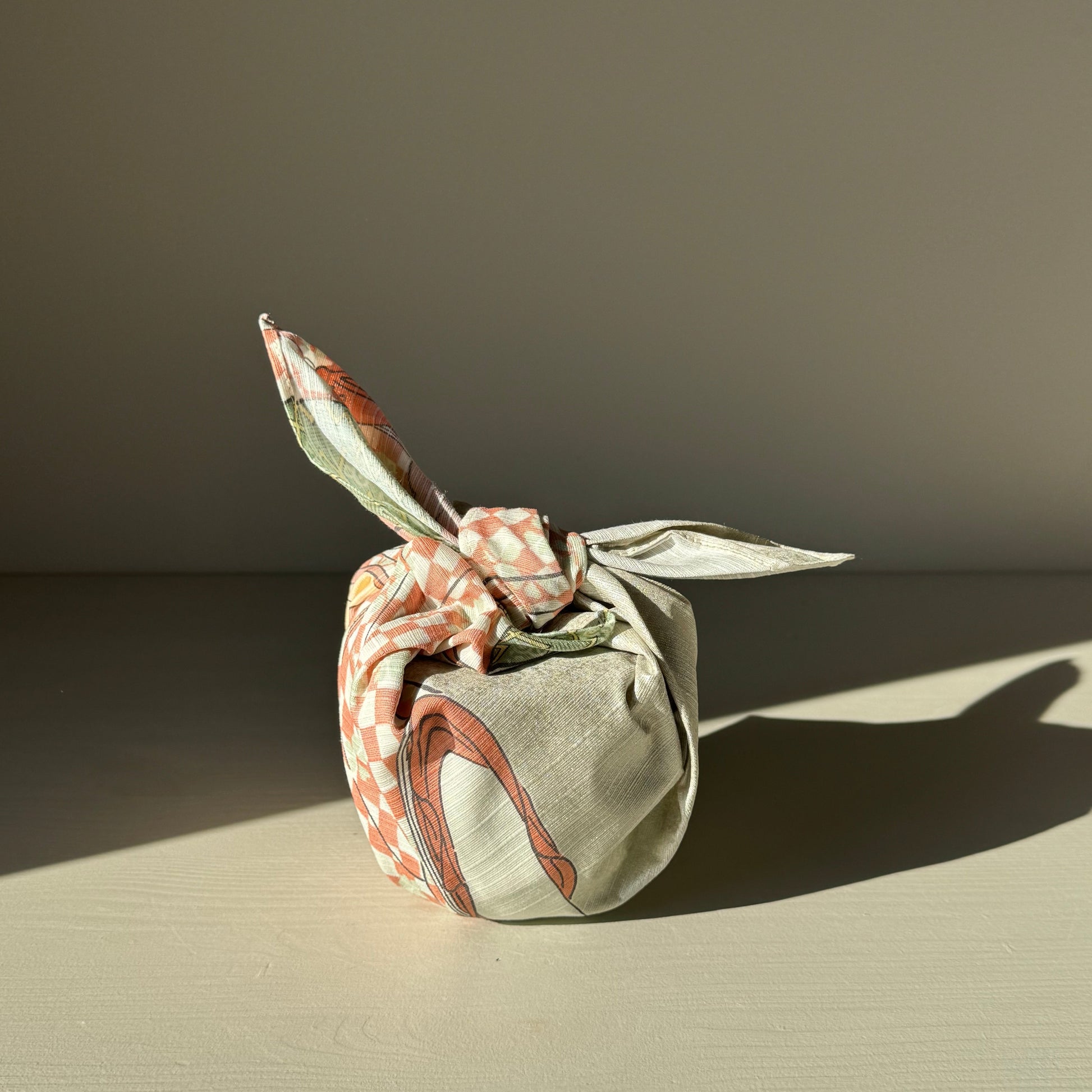 Small Furoshiki - "A Woman Playing A Poppin" Gray