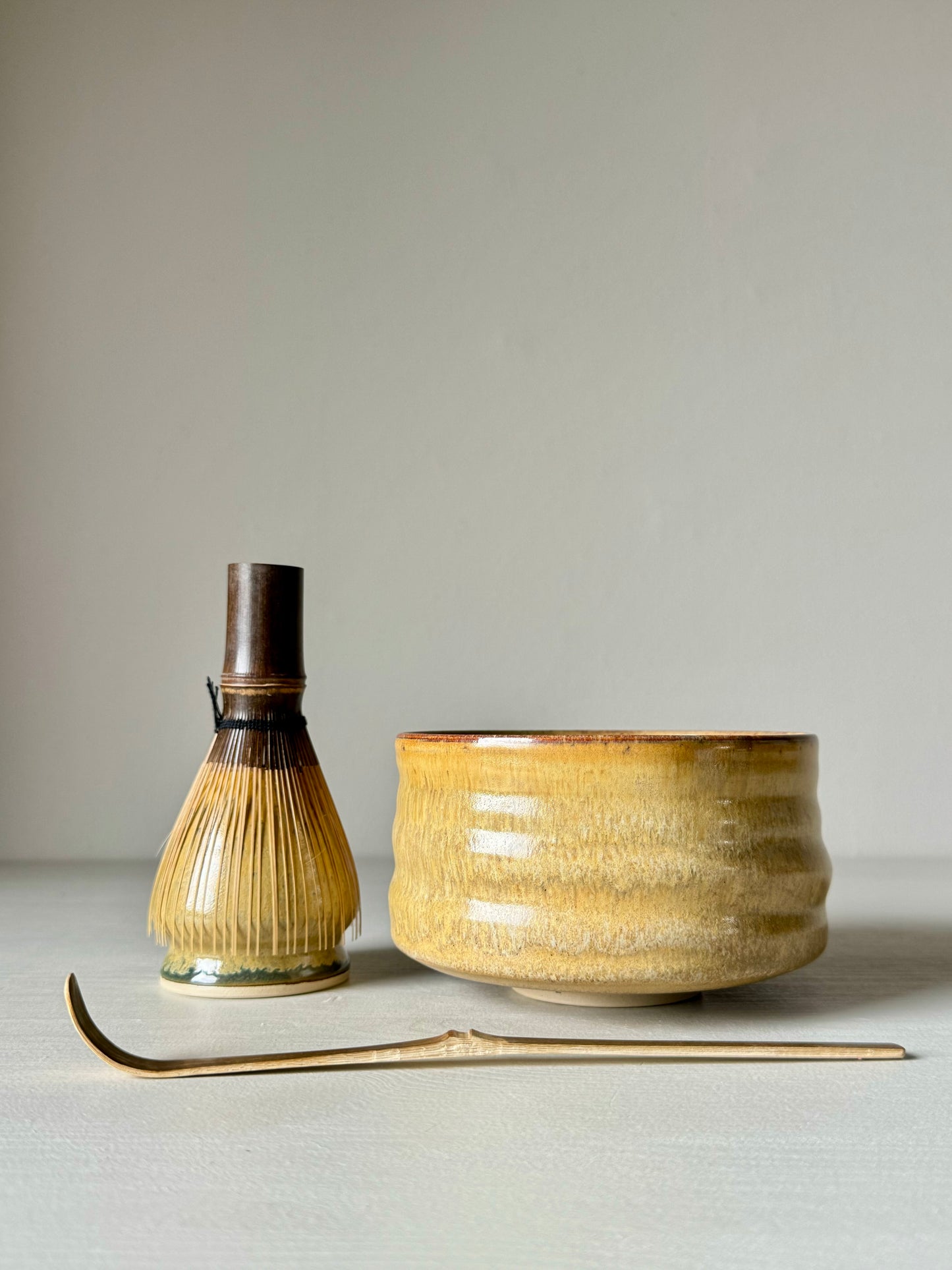 Handmade Matcha bowl set Caramel