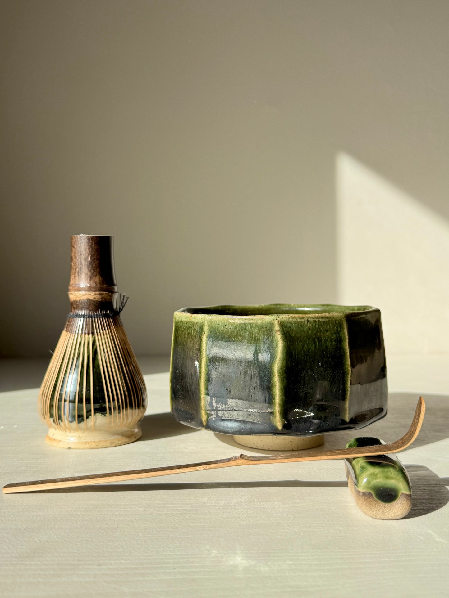 Faceted Matcha Bowl - Hinoki Series #03