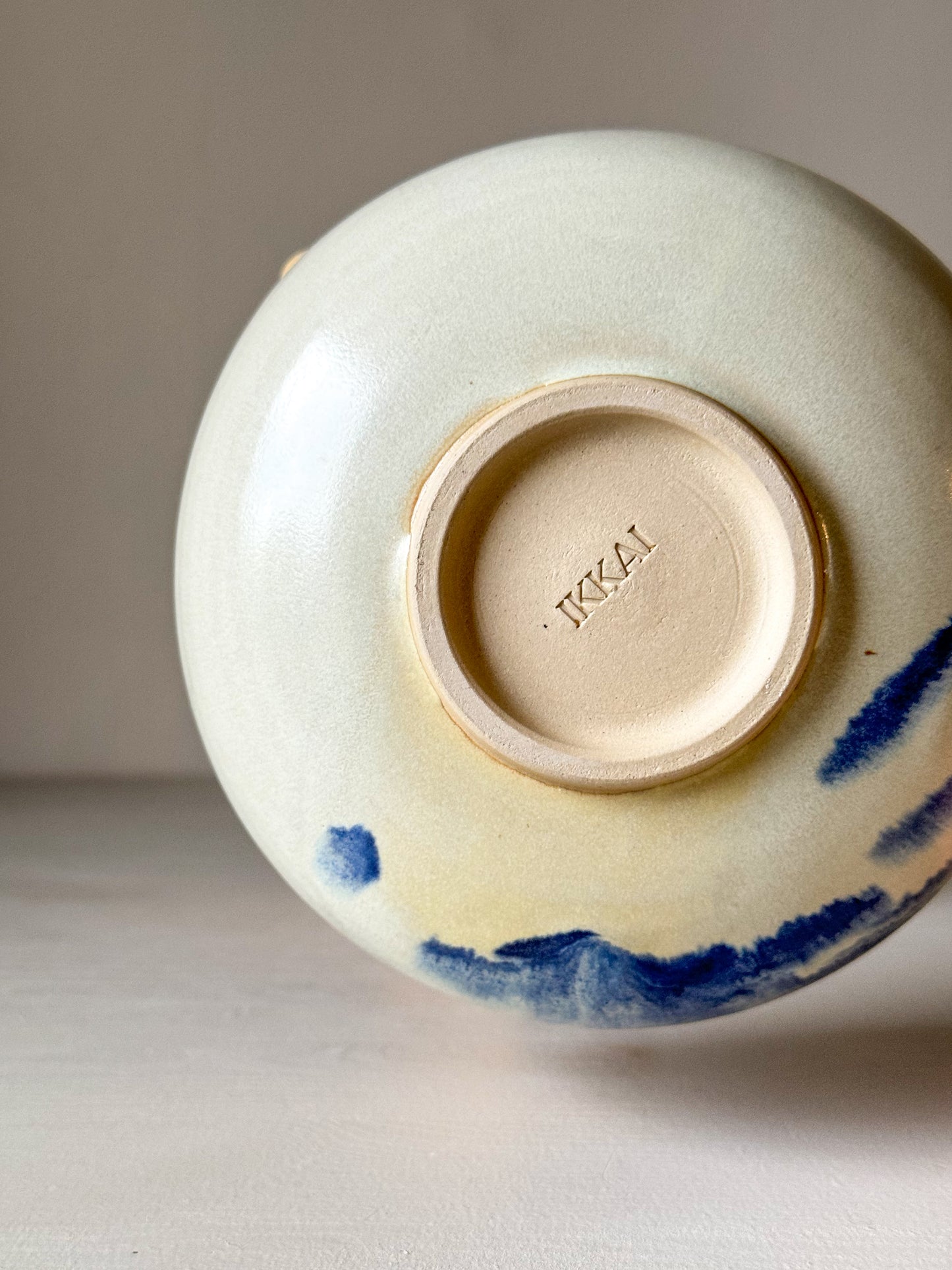 Matcha bowl with Spout - Moonstone & Cobalt Blue