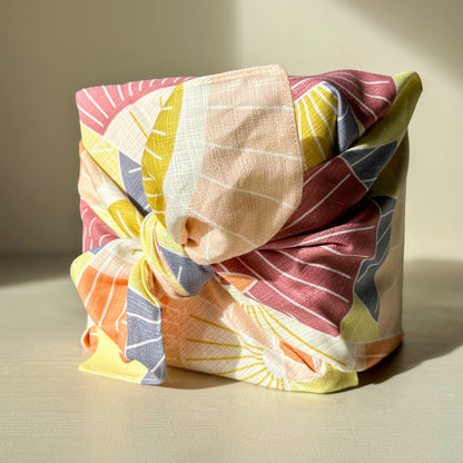 Medium Furoshiki - Lemon Yellow Fan - Organic Cotton