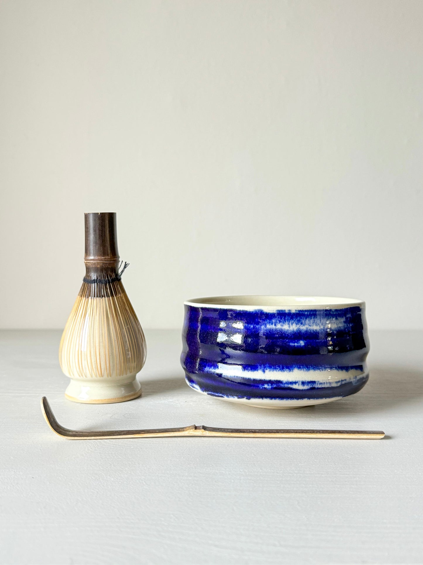 Matcha bowl  - Clear glaze & Cobalt blue