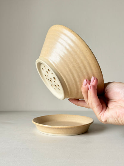 Handmade Berry bowl with plate - Peach