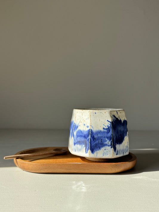 Faceted Cup – Cobalt Blue & Glossy White #03