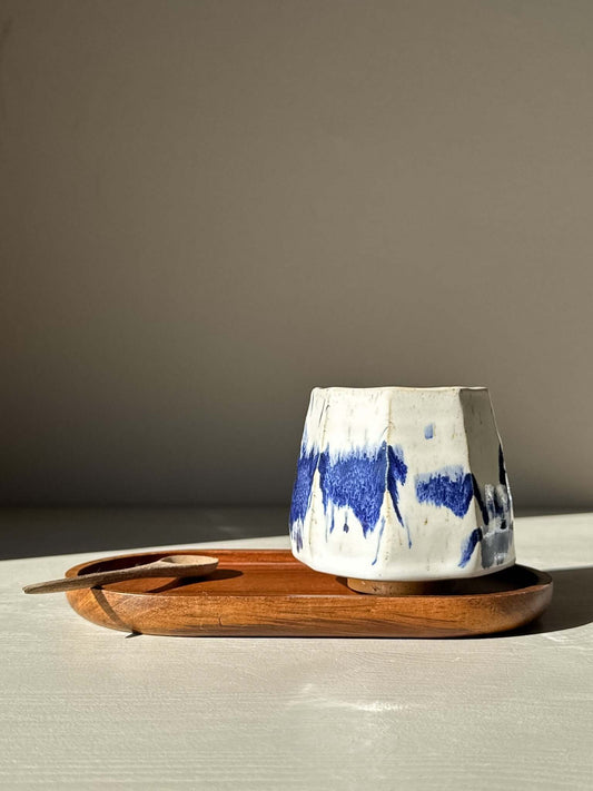 Faceted Cup – Cobalt Blue & Glossy White #01