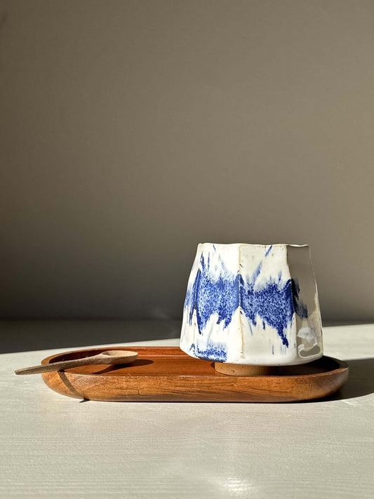 Faceted Cup – Cobalt Blue & Glossy White #03