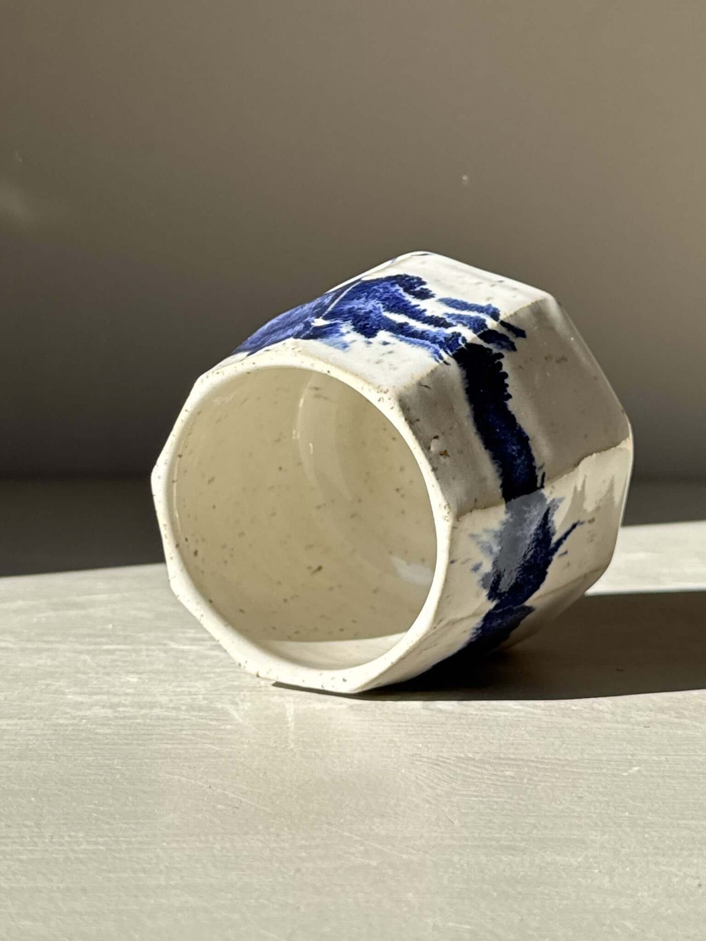 Faceted Cup – Cobalt Blue & Glossy White #02