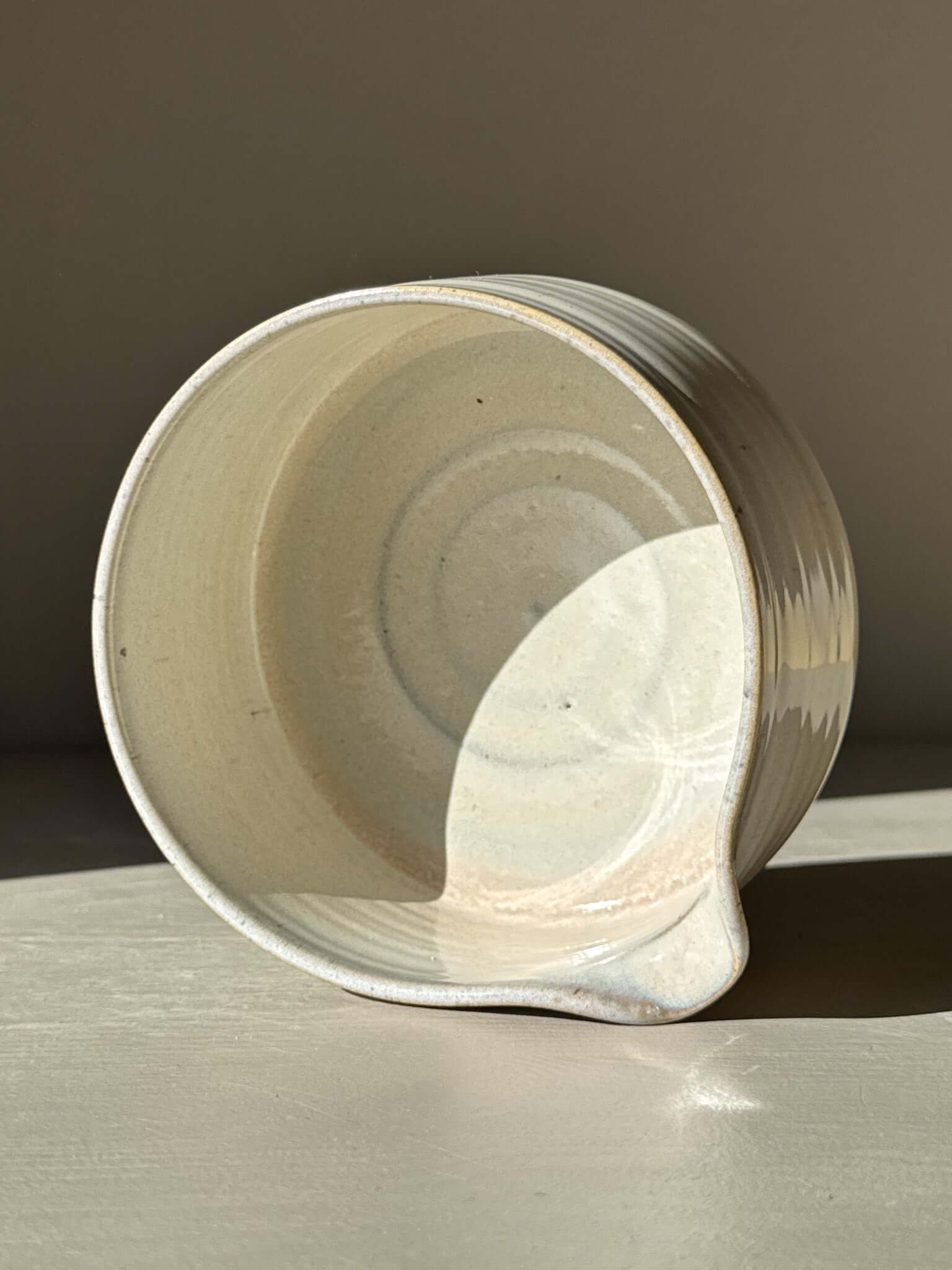 Matcha Bowl - Pale Blue with soft glaze, wide shape and pouring lip