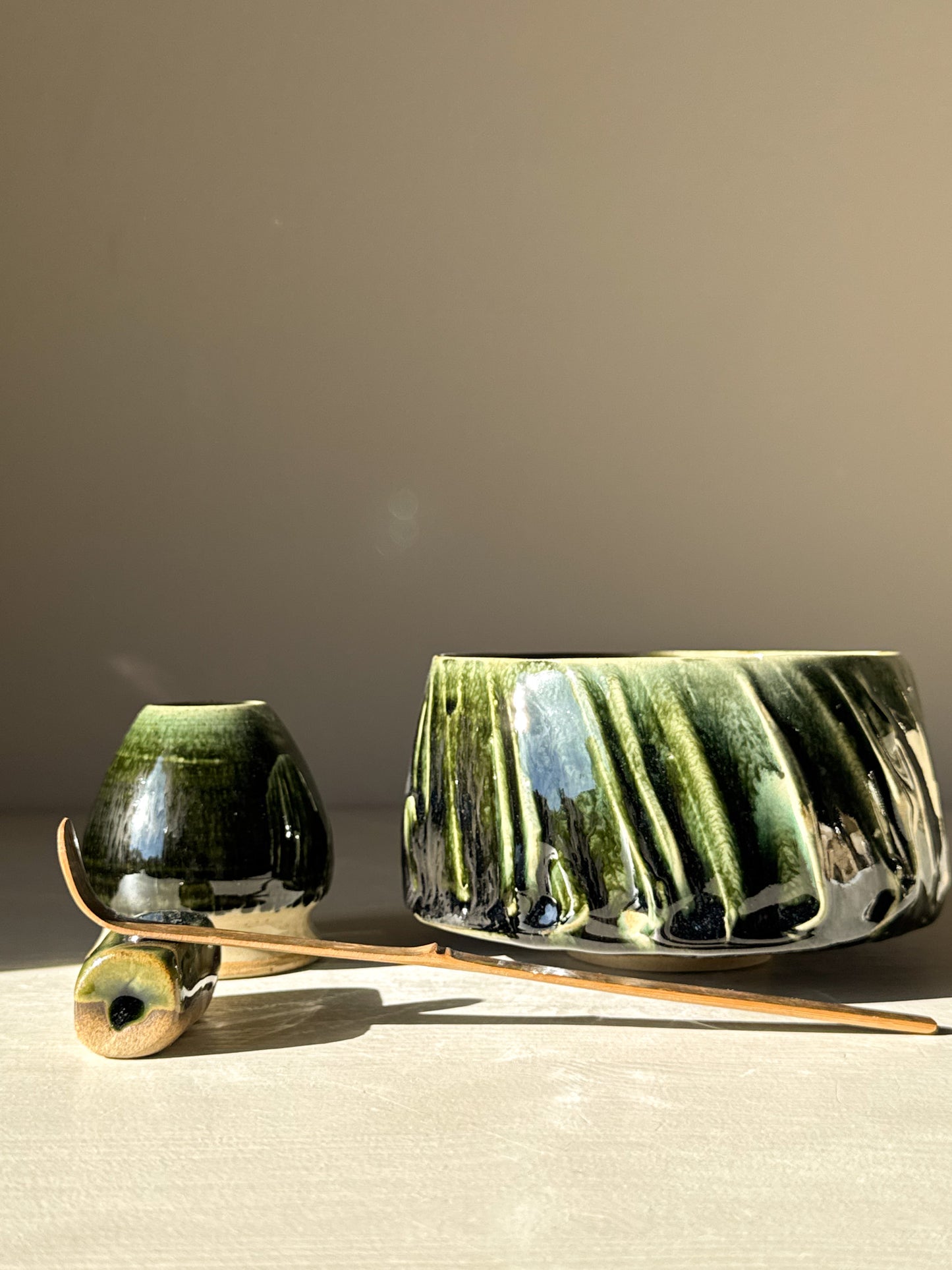 Textured Matcha Bowl - Hinoki #03