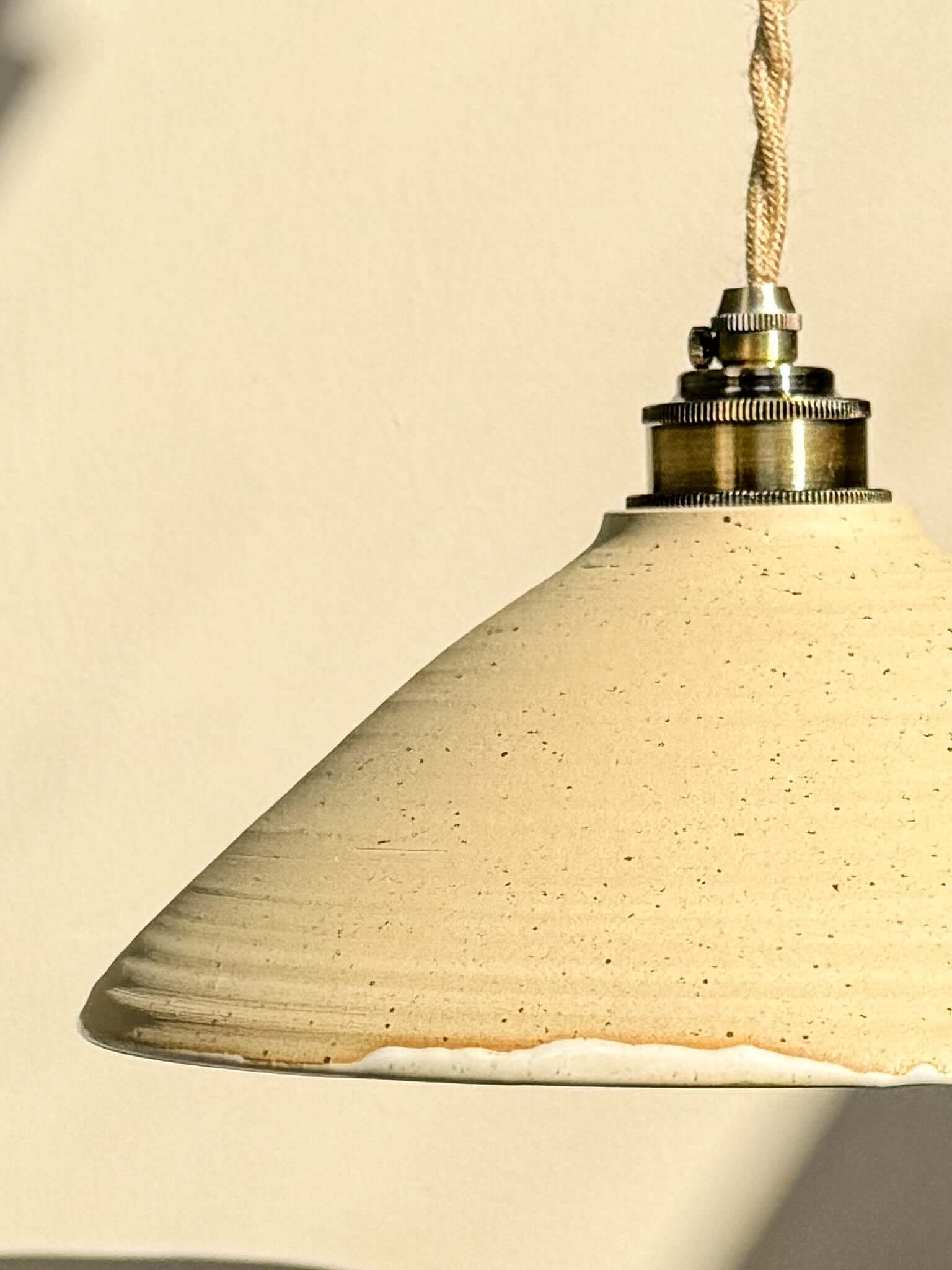 Ceramic Lamp Shade – Half Glossy White Glaze #03 with unglazed exterior and glossy white interior for warm ambient light