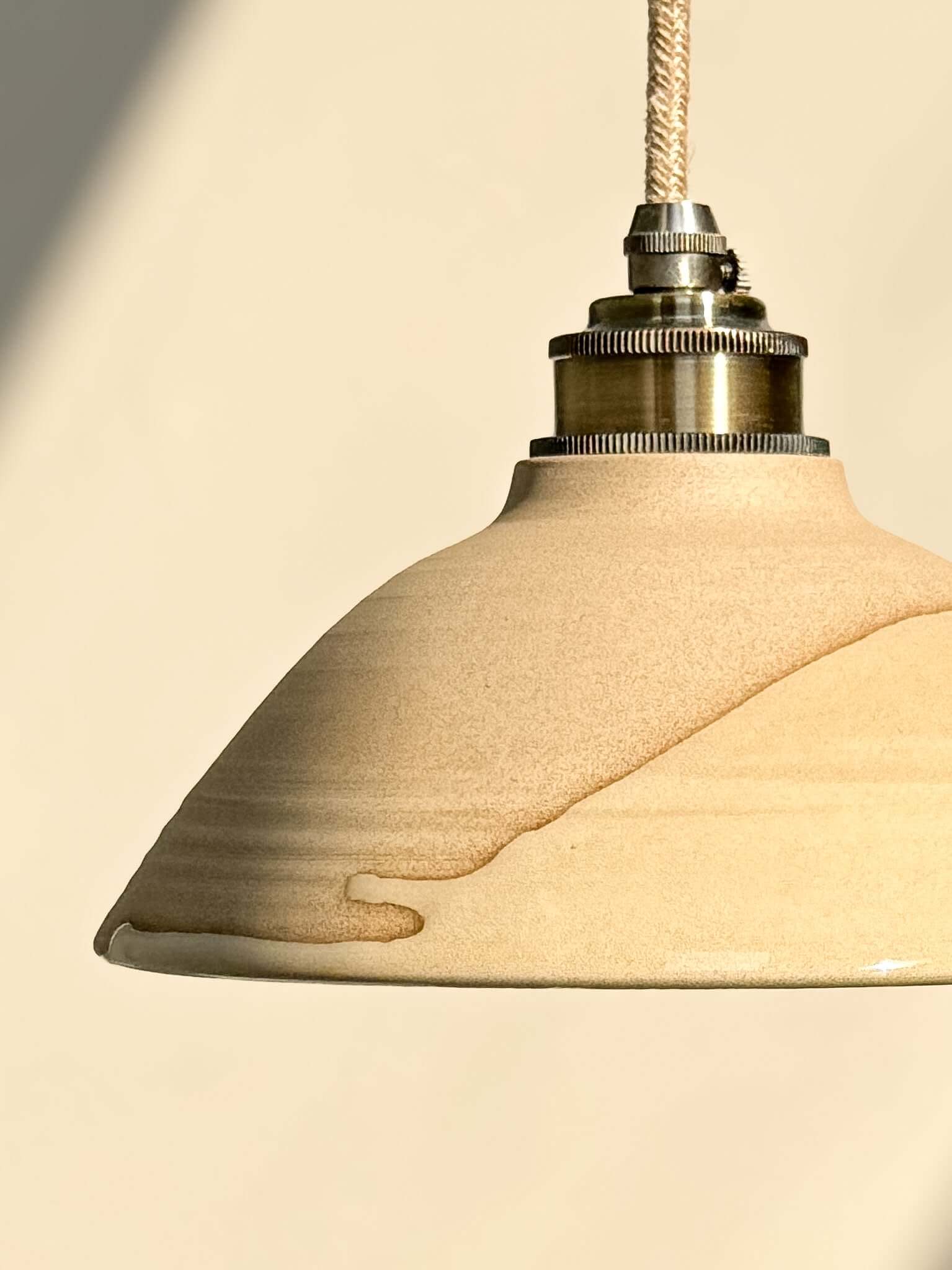 Ceramic Lamp Shade – Inyo #03 with natural tones, featuring a glossy glaze and soft ceramic texture in a modern design.