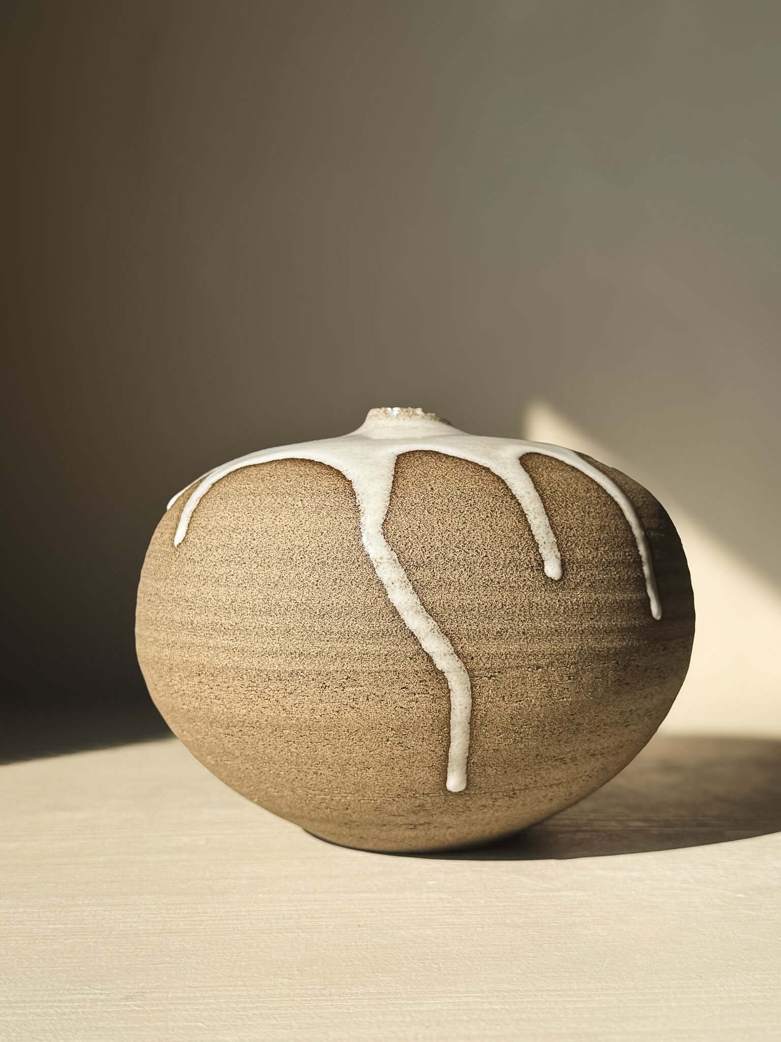 Orb Vase – #17 with unique glaze patterns and sculptural presence