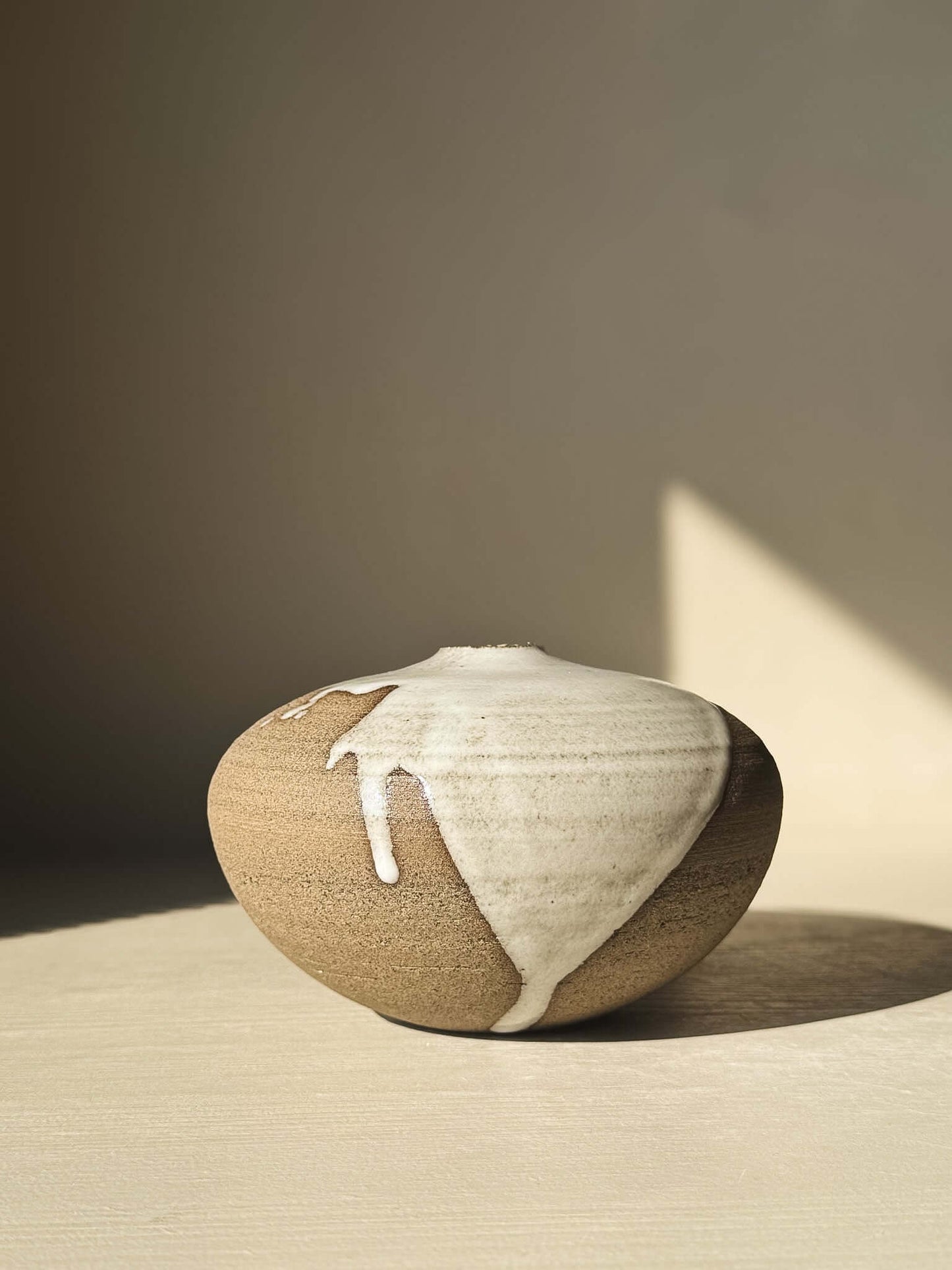 Orb Vase – #13 with natural glaze drips and unique spherical design