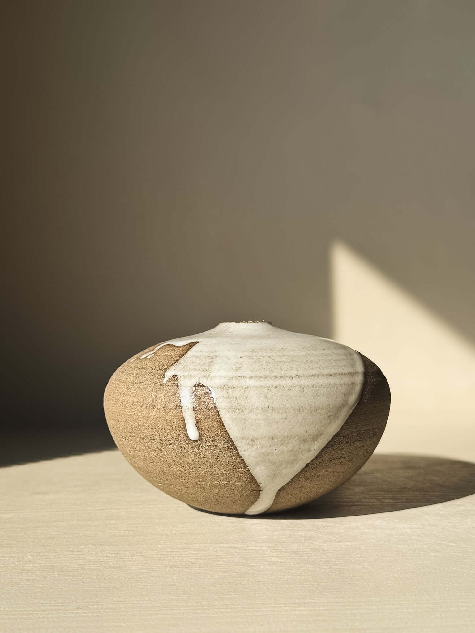 Orb Vase – #13 with natural glaze drips and unique spherical design