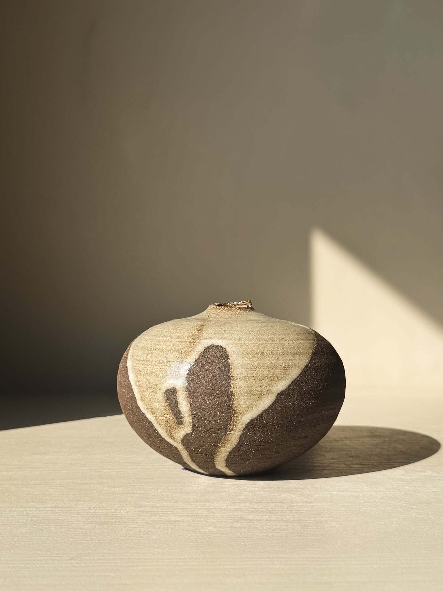 Orb Vase – #12 with organic glaze patterns and unique sculptural form