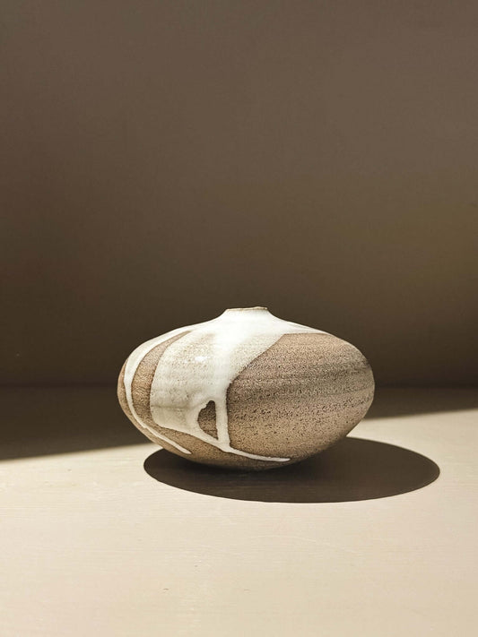 Orb Vase –Yuki Ash #02 featuring a unique glaze and soft, rounded form on a neutral background.