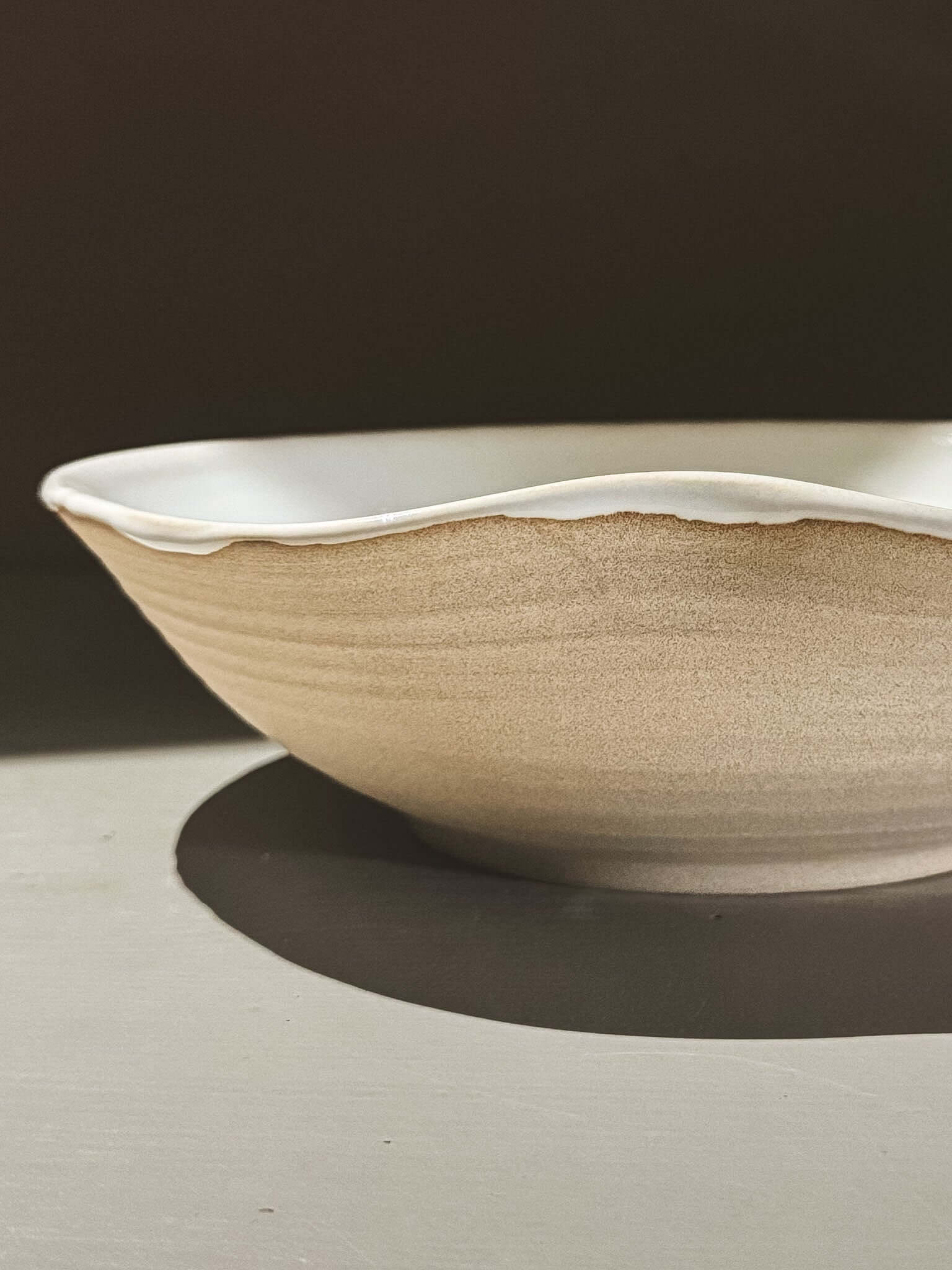 Salad/Pasta Plate – Yuki, handmade bowl with glossy white glaze and organic shape, inspired by freshly fallen snow.