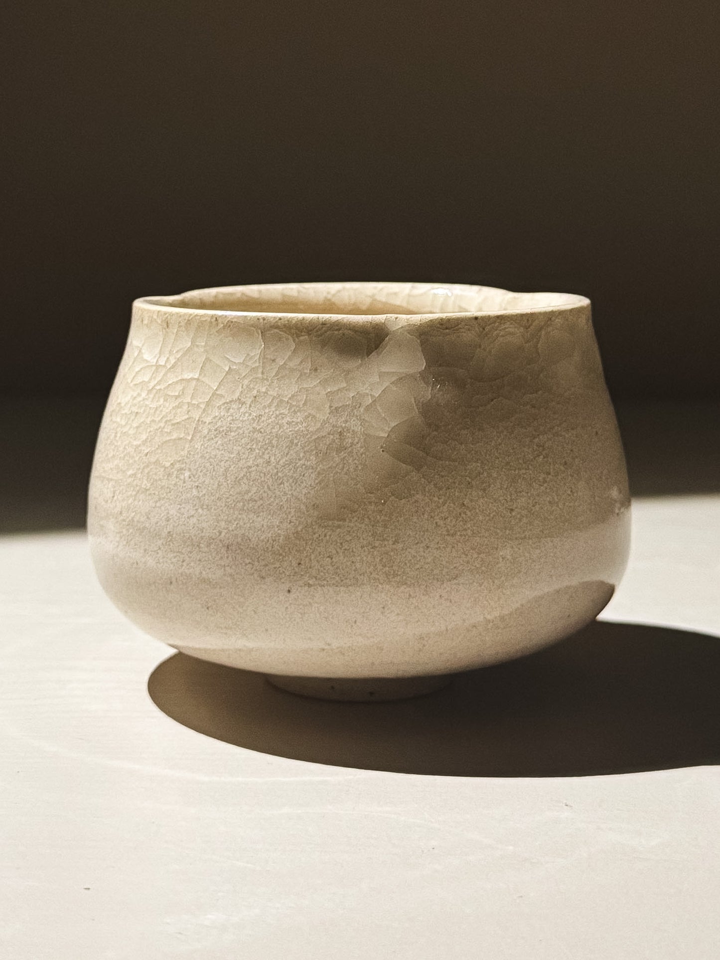 Yunomi Cup - Kannyū Series  #12 in a soft cream tone with a crackle glaze texture, ideal for tea.