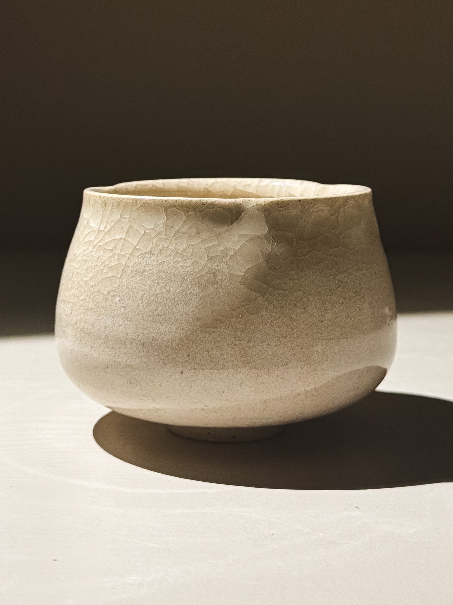 Yunomi Cup - Kannyū Series  #12 in a soft cream tone with a crackle glaze texture, ideal for tea.